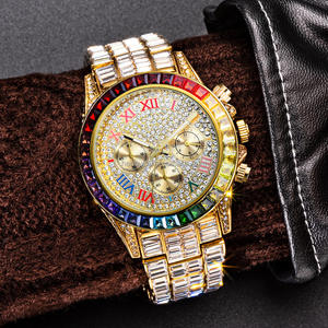 Hip-hop Men's <b>Wrist</b> <b>Watch</b> Moissanite Full Diamond Compass Numbers Stainless Steel Iced Out <b>Watch</b> Moissanite - Product Image 4