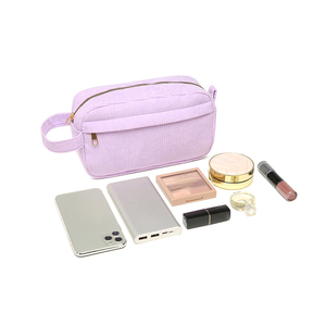 Bolsa <span class=keywords><strong>de</strong></span> <span class=keywords><strong>Maquillaje</strong></span> <span class=keywords><strong>de</strong></span> Pana <span class=keywords><strong>de</strong></span> Gran Capacidad, Estuche Portátil <span class=keywords><strong>de</strong></span> Viaje para Cosméticos, Neceser Sencillo y Moderno con Cremallera para Almacenamiento <span class=keywords><strong>de</strong></span> Lápiz Labial, Venta al por Mayor - Product Image 3