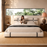 Lit plateforme Newbond pleine taille, style italien minimaliste, avec rangement, réglable, en pin, rembourré, sommier silencieux, lit de luxe pour chambre principale