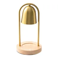 Lampe chauffante à bougie à intensité variable cloche dorée lanterne électrique vintage Base en bois pour lumière parfumée pour salon