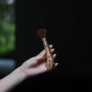 Bamboo Root Teapot Brush Cylinder Shape Coffee Brown Tea Ceremony Tool Zhejiang Origin - Product Image 3