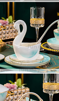 Service de table en porcelaine de luxe, 72 pièces, bordure dorée fine, pour 12 personnes, service de table en céramique
