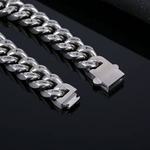 Bracelet en acier titane naturel avec perle gravée, tendance transfrontalière, marque DG Jewelry, chaîne cubaine à coupe stéréo <span class=keywords><strong>Lasha</strong></span>, hip-hop - Product Image 2