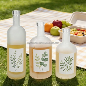 Botella de Vidrio Transparente de Diseño Redondo Clásico de 750 ml, 700 ml, 375 ml para Licor, Vodka, Whisky, Ginebra con Tapón de Corcho - Product Image 6