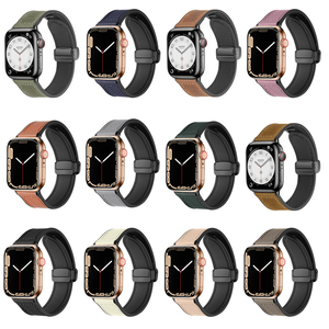 Cinturini in Pelle Magnetici in Silicone per <span class=keywords><strong>Apple</strong></span> <span class=keywords><strong>Watch</strong></span> Ultra 49mm <span class=keywords><strong>45</strong></span> 44 41 42 40 38mm e per Samsung 20mm 22mm Cinturino Sostitutivo - Product Image 6