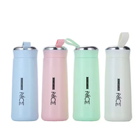 Mug de voyage en verre à double paroi créatif, design minimaliste, avec mousqueton intégré, tasse portable pour cadeaux d'affaires, impression de logo personnalisée