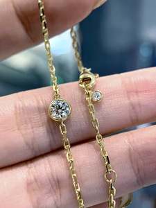 Xinfly 18K Solid Gold 0.41ctw Natural Diamond <b>Bubble</b> Bracelet | Bezel Set Diamond Charm Bracelet for Women | AU750 - Product Image 5