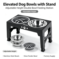 Gamelle surélevée 2-en-1 pour chats et chiens, en plastique écologique et acier inoxydable, pour alimentation lente - Vente en gros