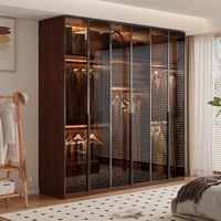 Meubles de chambre à coucher Elabor, design moderne, armoire de rangement en bois avec porte en verre sur mesure, dressing