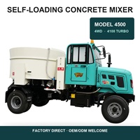 Camion malaxeur à béton de 4,2 m3, puissant, avec système de mélange hydraulique réversible, 6 roues en acier, moteur et transmission personnalisés