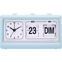 Jam dinding OEM grosir, jam meja & jam duduk dengan kalender flip clock penunjuk hari dan tanggal, jam alarm analog