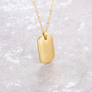 Personalizzato inciso collana degli uomini taglio laser 316l in acciaio inox di forma rettangolare ciondolo in bianco <span class=keywords><strong>con</strong></span> Oro ha placcato i monili - Product Image 3