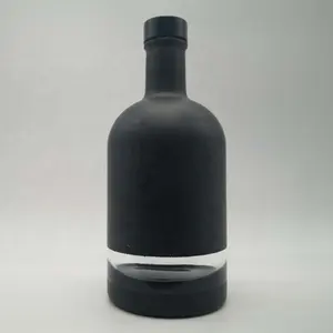Custom 500ml 700ml matte black Wholesale empty matte white painted 750ml liquor glass bottle for whiskey