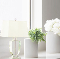 Lampe de table LED carrée de style moderne et luxueux américain, avec abat-jour en cristal, AC E26, pour la maison, la chambre à coucher, le bureau, la lecture, l'hôtel