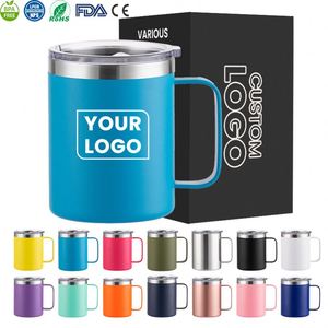 Vaso Térmico Personalizado de Acero Inoxidable de 12oz con Aislamiento al Vacío de Doble Pared, Recubrimiento en Polvo, Antiderrames, con Asa y Tapa para Café de Viaje - Product Image 1