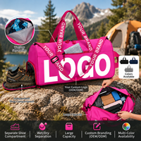 Sac de sport imperméable grande capacité avec logo personnalisé, sac de voyage week-end rose durable pour les affaires et le fitness