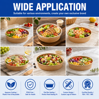 Op maat bedrukte biologisch afbreekbare, milieuvriendelijke, wegwerp ronde kraft papieren saladekommen van 26oz, 32oz en 38oz voor fruit, catering en maaltijdvoorbereiding