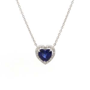 Chic dernière conception haut de gamme luxe saphir bleu naturel et diamants pavés pendentifs à breloque coeur pendentifs à breloque amour tendance - Product Image 1