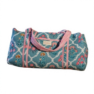 Top Selling Cotton Quilted Duffle Tote Shoulder <b>Bag</b> Floral Print Washable <b>Overnight</b> <b>Bag</b>, Eco friendly Yoga Shopping <b>Bags</b> - Product Image 1
