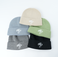 Bonnet d'hiver en acrylique tricoté chaud à revers, motif écossais coloré, pour sports de plein air, avec logo brodé personnalisé, unisexe, pour le ski