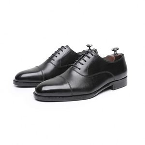 Chaussures Oxford britanniques classiques pour hommes en cuir de vachette véritable première couche, à bout carré, légères, respirantes, à trois empiècements, grandes tailles, idéales pour les soirées - Product Image 6