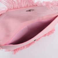 Tas Selempang Wanita Warna Permen Manis, Dompet Clutch Cantik, Tas Amplop Pipih, Tas Clutch Kanvas Wanita dengan Rumbai Katun