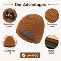 Bonnet en tricot doublé polaire pour homme et femme, coupe-vent, protège-oreilles, chaud, doux, extensible, pour le ski, la promenade du chien, la vie quotidienne