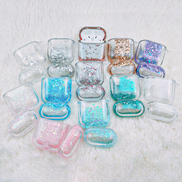 Luxury Girl Liquid Glitter Waterfall Case for AirPods Pro ,360 Full Protective Shockproof Cover for AirPods 3 4 Charging Case