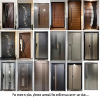Porte d'entrée de luxe au design moderne, porte de villa en acier inoxydable avec système de verrouillage multipoints