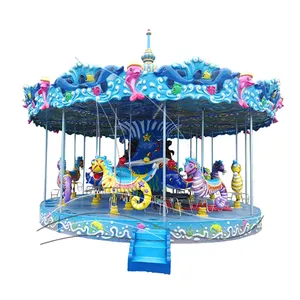 Dijual Carousel kecil portabel terpasang di Trailer seluler Mini anak-anak wahana taman hiburan harga pabrik