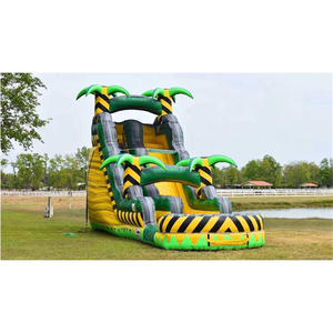 Tùy chỉnh Inflatable 2 làn đường trượt nước với hồ bơi thổi lên trượt nước Inflatable cho bên kinh doanh - Product Image 4