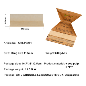 Wholesale 110mm Kingsize <b>Rolling</b> Papers with Tips – Natural Gum Smoking Paper, Square Packaging - Product Image 6