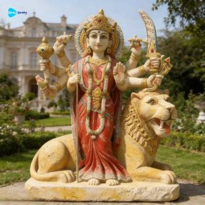 Estátua de Mármore de Durga Maa Makrana em Tamanho Real para Exterior, Escultura de Pedra de Deusa Indiana, Estátuas de Deuses Indianos, Escultura de Laxmi - Product Image 3