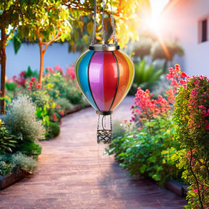 <span class=keywords><strong>Plastic</strong></span> LED Solarlantaarn met windlicht, metalen frame, tuinlantaarn in de vorm van een heteluchtballon, waterdicht, voor buiten, gazon, pad, met stok. - Product Image 1