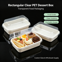 Conteneur en plastique PET transparent carré jetable en gros d'usine, impression personnalisée, pour boulangerie, sushis, salades, crèmes, Guangdong