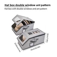 Boîte de rangement pliable rectangulaire transfrontalière pour chapeaux, avec fermeture éclair, anti-poussière, grande capacité, fenêtre transparente, pour articles divers