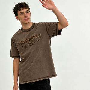 Camiseta de Hombre Vintage con Efecto Desgastado por <span class=keywords><strong>el</strong></span> <span class=keywords><strong>Sol</strong></span>, Aplique Bordado Personalizado y Lavado Ácido - Product Image 3