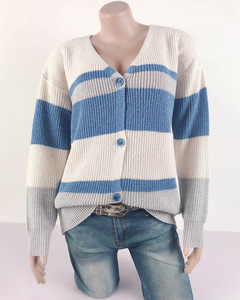 Cárdigan con cuello de pico profundo, suéter a rayas, cárdigan recortado, prendas de punto, ropa de mujer, cárdigans de otoño e invierno, suéteres de mujer, Top de punto - Product Image 5