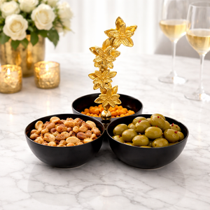 Cuenco para frutos secos de primera calidad, 3 compartimentos con asa en forma de estrella, para hoteles de lujo, estilo antiguo, precio al por mayor - Product Image 1