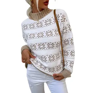 2023 Winter Knitwear Half Turtleneck Christmas Sweater Lady'S Top Knitted Long Sleeve Knit Women'S Sweaters