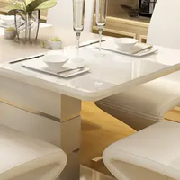 Meubles de salon table en verre moderne ensemble de table à manger blanc mesa comedor ensembles de table à manger
