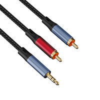 Câble tressé en nylon RCA 3,5 mm neuf avec connecteurs plaqués or 24 carats et adaptateur CC pour téléphones portables, lecteurs MP3, tablettes et enceintes