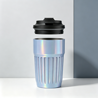 Nouvelle conception, gobelet isotherme en acier inoxydable à double paroi de 12 oz, pour bubble tea, bière, café, vente en gros, peinture arc-en-ciel, sans BPA