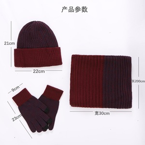 Ensemble bonnet, écharpe et gants tricotés pour hommes et femmes, ensemble trois pièces en fibre acrylique épaisse et chaude pour l'automne et l'hiver, unisexe pour adultes - Product Image 5
