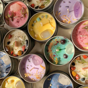 Latas de tarro de aromaterapia AIKUN, velas de fragancia de piedra de cristal, vela perfumada de vacaciones de cera de soja de lujo - Product Image 4