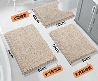 Tapis de bain en chenille tapis de toilette en forme de U tapis de salle de bain 3 pièces ensemble de tapis 3 pièces