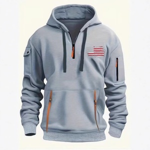 2025 <b>Men's</b> Techwear Quarter-Zip Hoodie Utility Pocket Contrast Detail Oversized Streetwear <b>Sweatshirt</b> Eco-Friendly - Product Image 1