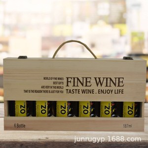 Caja de Madera para Seis Botellas de Vino, de Pino Macizo, con Tapa Abatible, para Almacenamiento de Bebidas, Hecha a Mano, Grosor Personalizable - Product Image 1