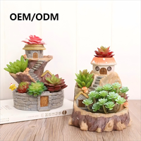 Pot de fleurs en résine mignon de 8,9 pouces en forme de maison d'arbre, motif animal de conte de fées, pour plantes succulentes, décoration de bureau et maison, ornement, cadeau