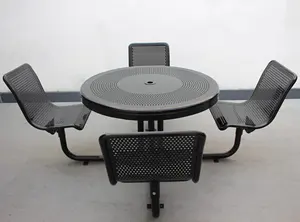 Gavin mobília do parque fabricante comercial aço piquenique mesa e cadeira conjunto ferro mesa piquenique ao ar livre mobiliário urbano